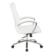 Executive Mid-Back Chair in White Faux Leather with Padded Arms