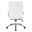 Executive Mid-Back Chair in White Faux Leather with Padded Arms