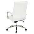 Executive Mid-Back Chair in White Faux Leather with Padded Arms
