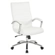 Executive Mid-Back Chair in White Faux Leather with Padded Arms
