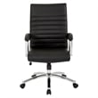 Executive Mid-Back Chair in Black Faux Leather with Padded Arms