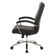 Executive Mid-Back Chair in Black Faux Leather with Padded Arms