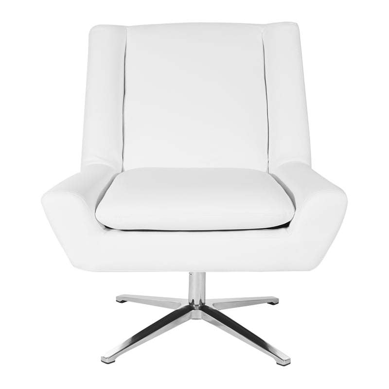 OSP Home Furnishings Guest Chair in White Faux Leather and Aluminum Base