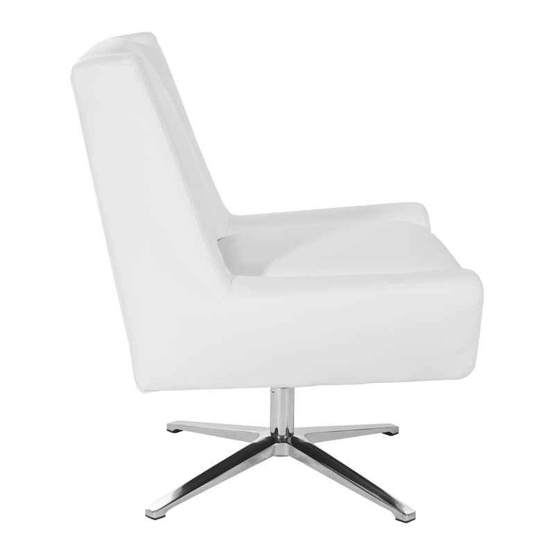 OSP Home Furnishings Guest Chair in White Faux Leather and Aluminum Base