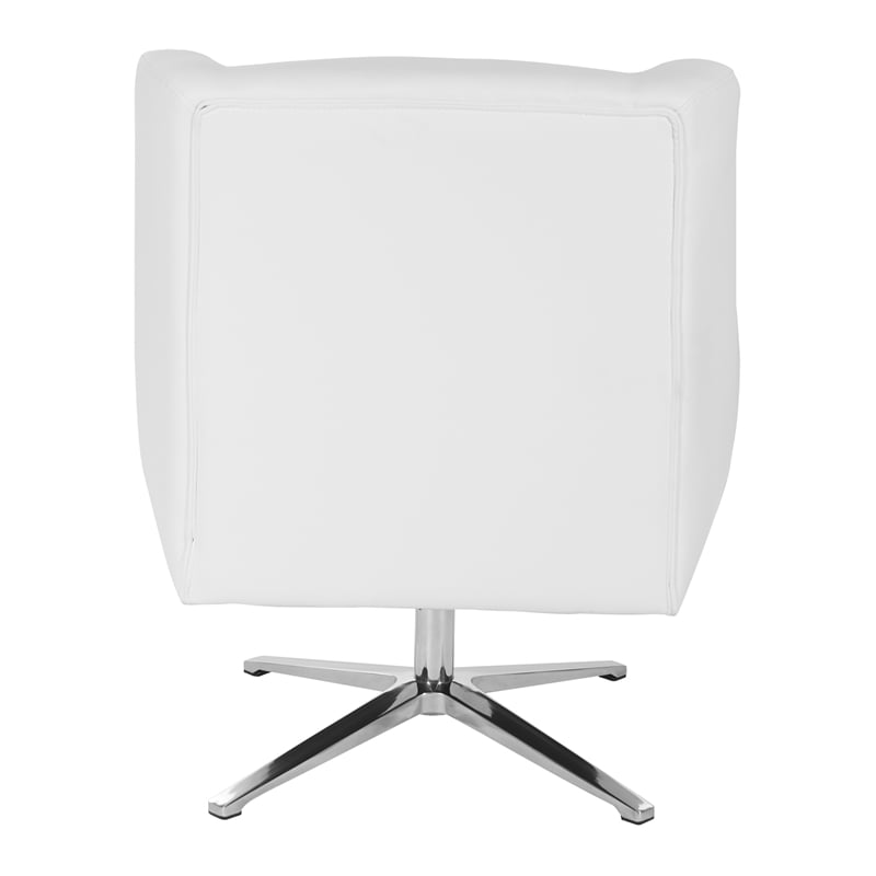OSP Home Furnishings Guest Chair in White Faux Leather and Aluminum Base