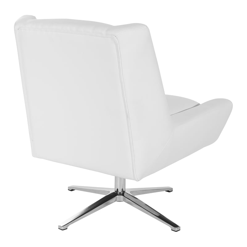 OSP Home Furnishings Guest Chair in White Faux Leather and Aluminum Base