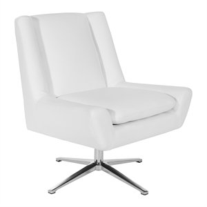 osp home furnishings guest chair in white faux leather and aluminum base