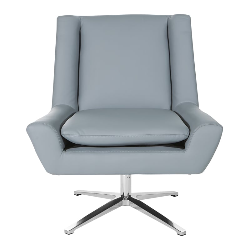 Guest Chair in Charcoal Gray Faux Leather and Aluminum Base