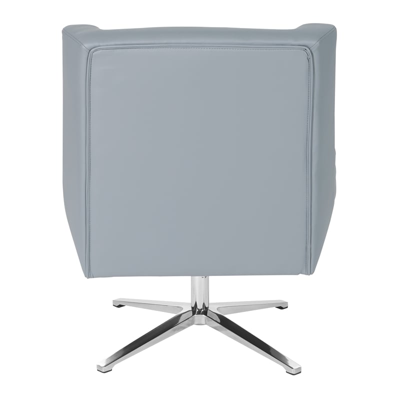 Guest Chair in Charcoal Gray Faux Leather and Aluminum Base