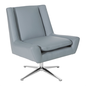 guest chair in charcoal gray faux leather and aluminum base