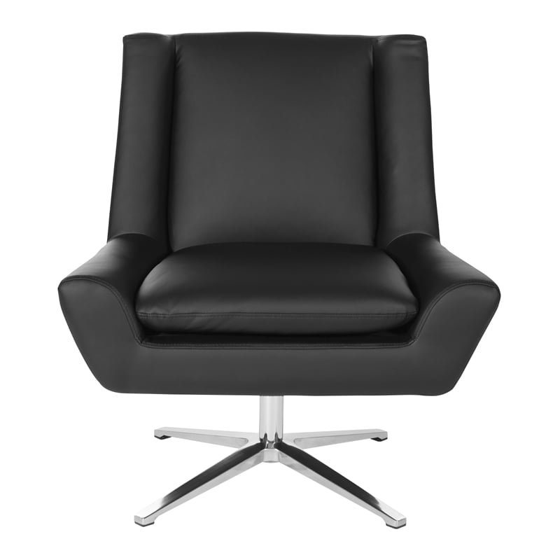 OSP Home Furnishings Guest Chair in Black Faux Leather and Aluminum Base