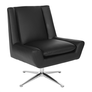 osp home furnishings guest chair in black faux leather and aluminum base