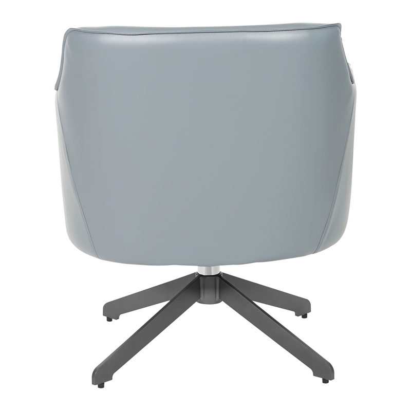 Faux Leather Guest Chair in Charcoal Gray Faux Leather with Black Base