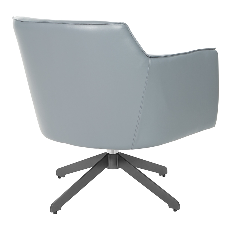 Faux Leather Guest Chair in Charcoal Gray Faux Leather with Black Base