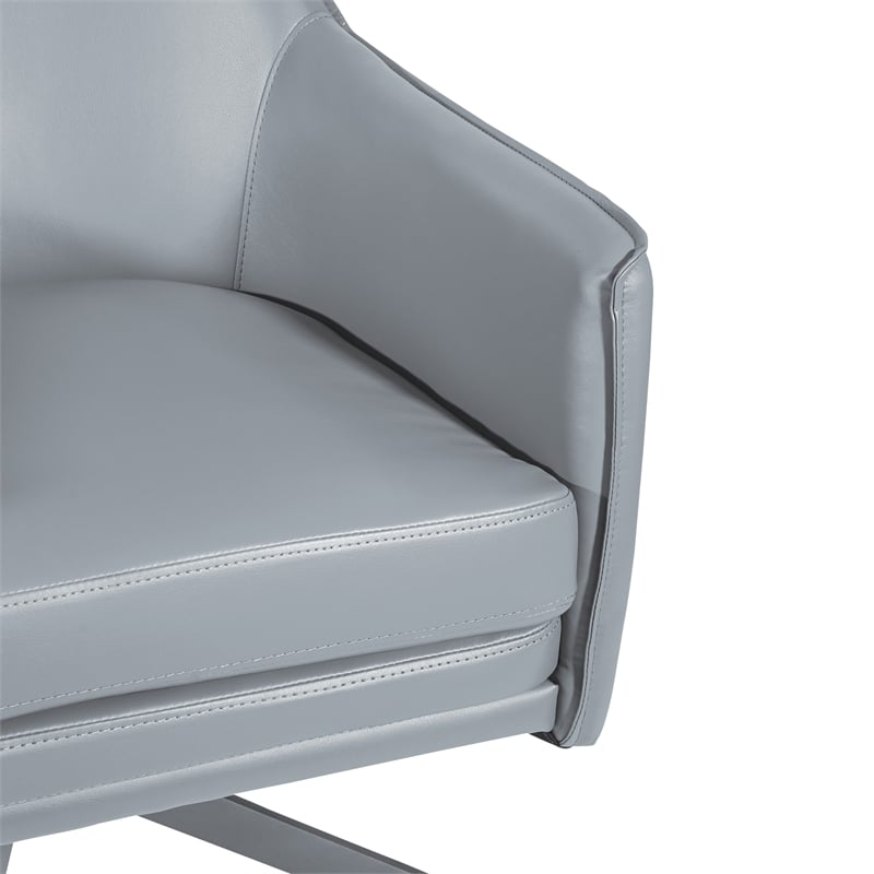 Faux Leather Guest Chair in Charcoal Gray Faux Leather with Black Base