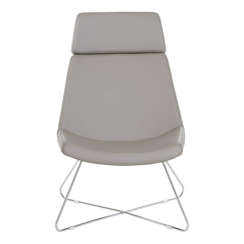 Geena Guest Chair in Dillon Stratus Gray Fabric with Chrome Sled Base