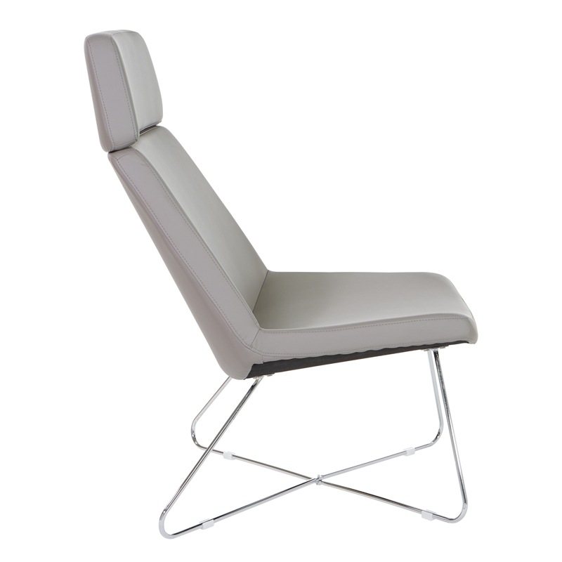 Geena Guest Chair in Dillon Stratus Gray Fabric with Chrome Sled Base