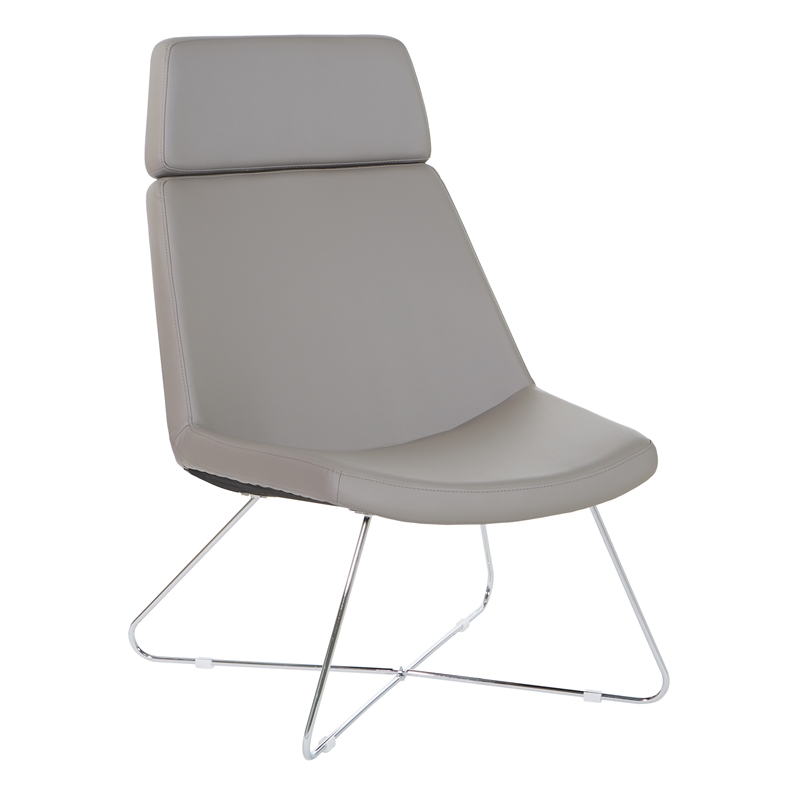 Geena Guest Chair in Dillon Stratus Gray Fabric with Chrome Sled Base