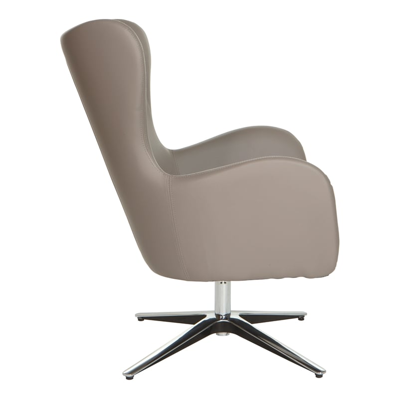OSP Home Furnishings Wilma Swivel Armchair in Dillon Stratus Gray Faux Leather