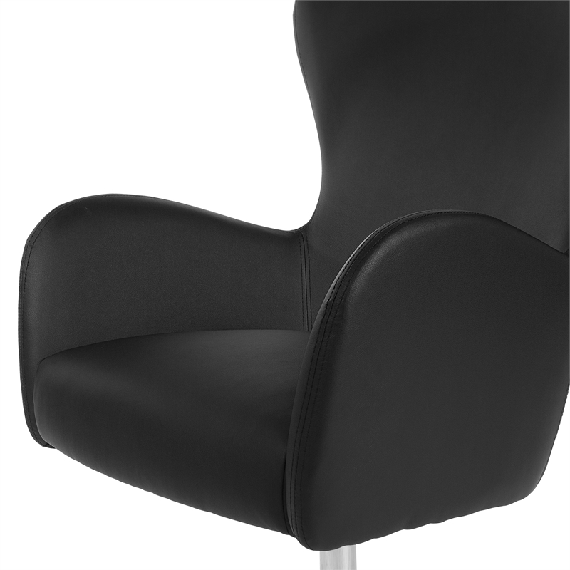 Wilma Swivel Armchair in Dillon Black Faux Leather with 4 Star Aluminum Base