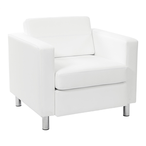pacific armchair in dillon snow white vinyl fabric
