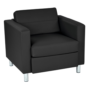 Pacific Armchair In Dillon Black Vinyl by Office Star