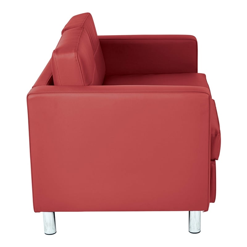 Pacific Loveseat In Dillon Lipstick Red Faux Leather by Office Star