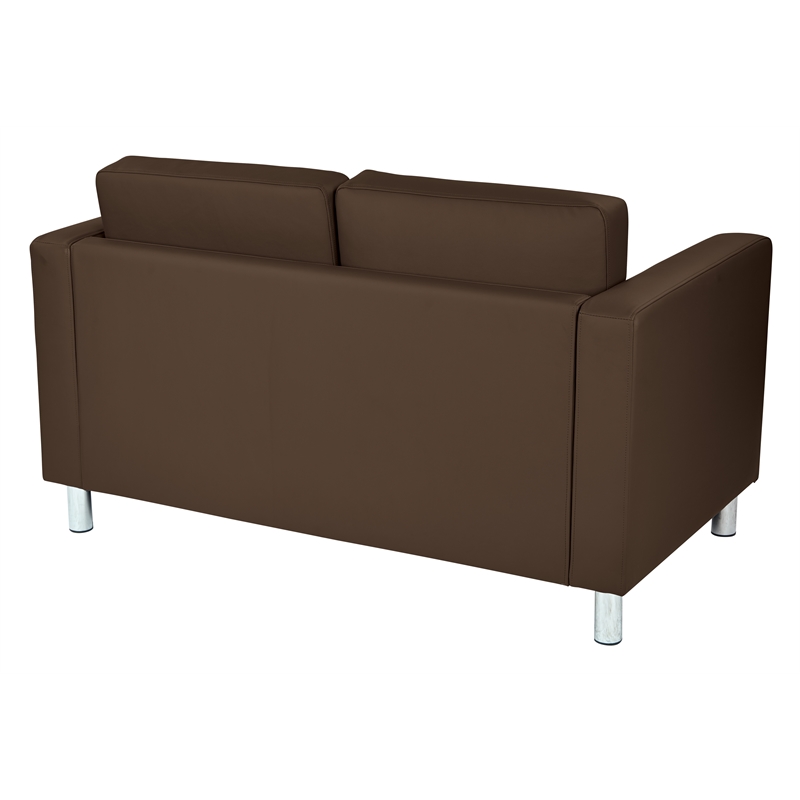 OSP Home Furnishings Pacific Loveseat In Dillon Java Brown Faux Leather