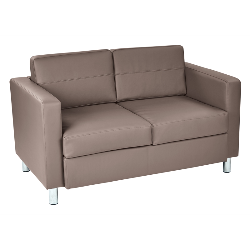 OSP Home Furnishings Pacific Loveseat In Dillon Stratus Gray Faux Leather