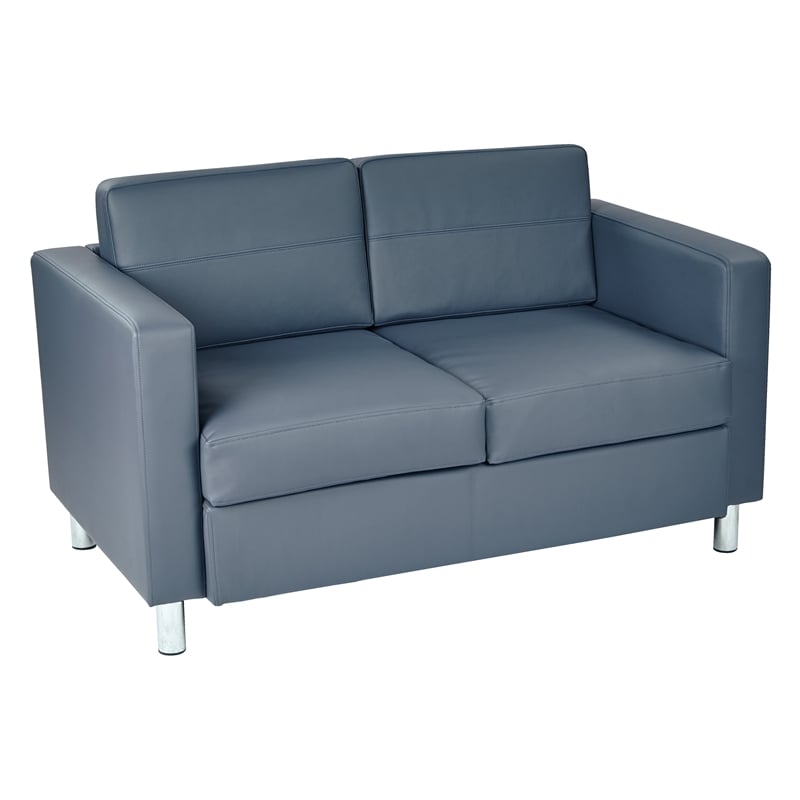OSP Home Furnishings Pacific Loveseat In Dillon Blue Faux Leather