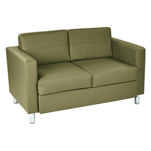 osp home furnishings pacific loveseat in dillon sage green faux leather