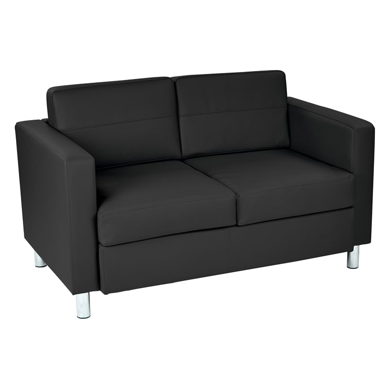 Pacific Loveseat In Dillon Black Faux Leather