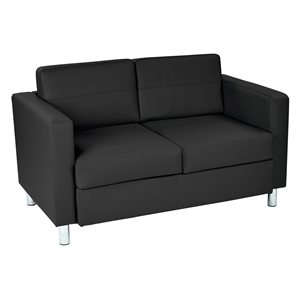 pacific loveseat in dillon black faux leather