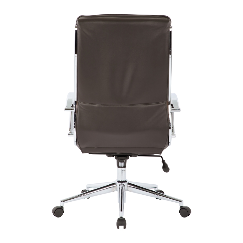 High Back Manager's Faux Leather Chair in Espresso with Chrome Base