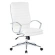 High Back Manager's Faux Leather Chair in White with Chrome Base
