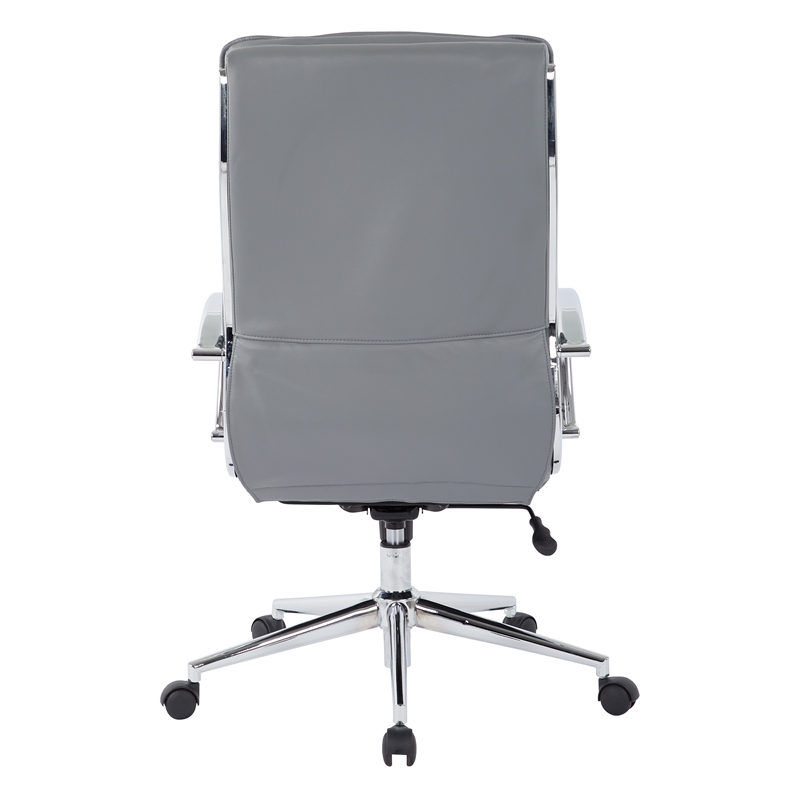 High Back Manager's Faux Leather Chair in Charcoal with Chrome Base