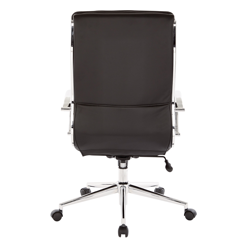 High Back Manager's Faux Leather Chair in Black with Chrome Base