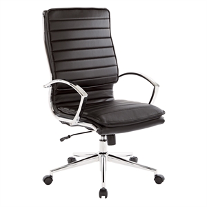 High Back Manager's Faux Leather Chair in Black with Chrome Base
