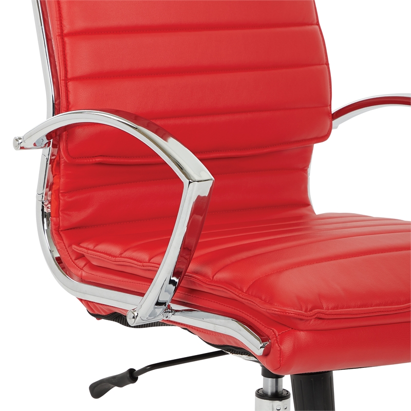 High Back Manager's Faux Leather Chair in Red with Chrome Base