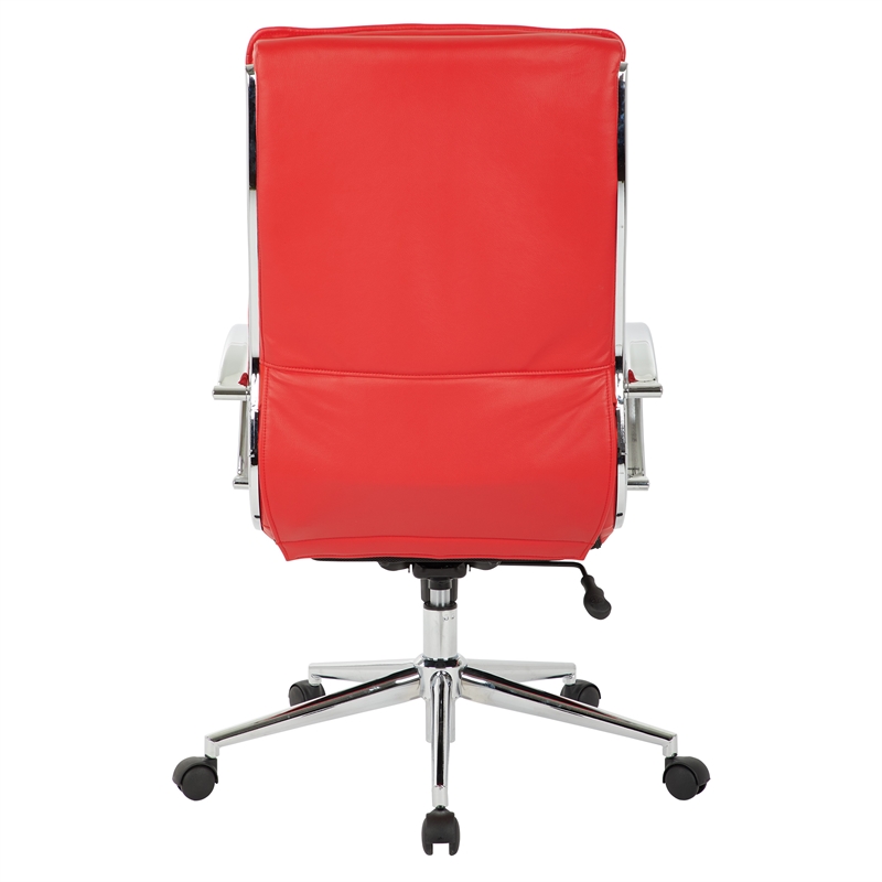 High Back Manager's Faux Leather Chair in Red with Chrome Base