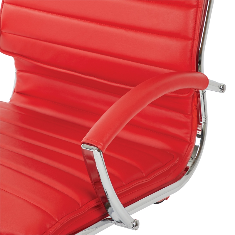 High Back Manager's Faux Leather Chair in Red with Chrome Base