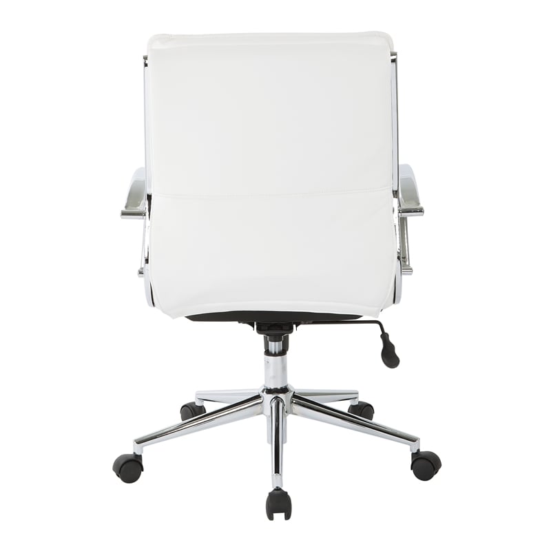 Mid Back Manager's Faux Leather Chair in White with Chrome Base