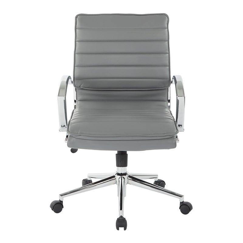 Mid Back Manager's Faux Leather Chair in Charcoal with Chrome Base