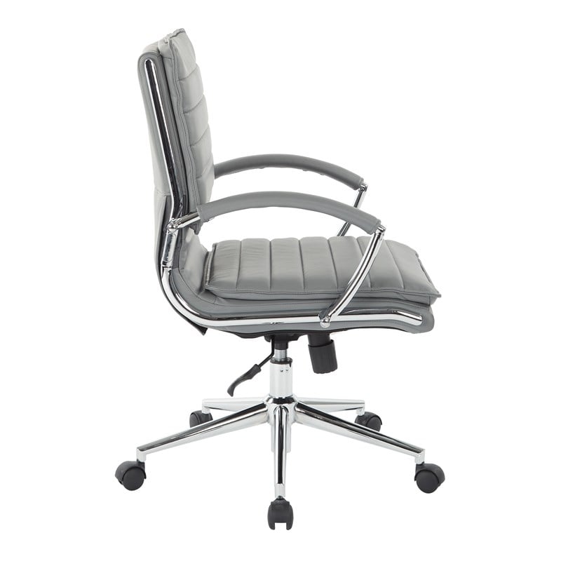 Mid Back Manager's Faux Leather Chair in Charcoal with Chrome Base