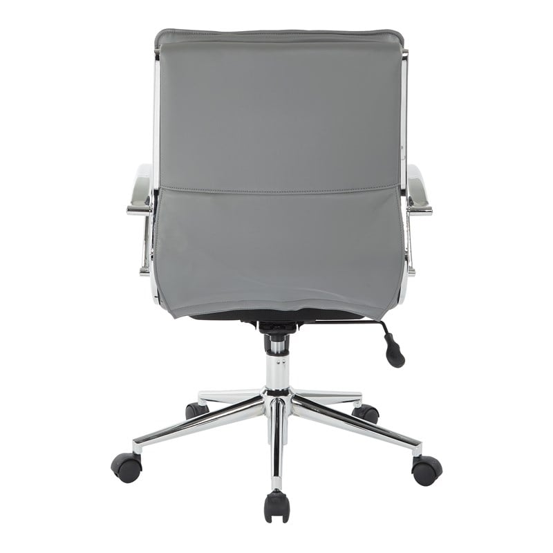 Mid Back Manager's Faux Leather Chair in Charcoal with Chrome Base