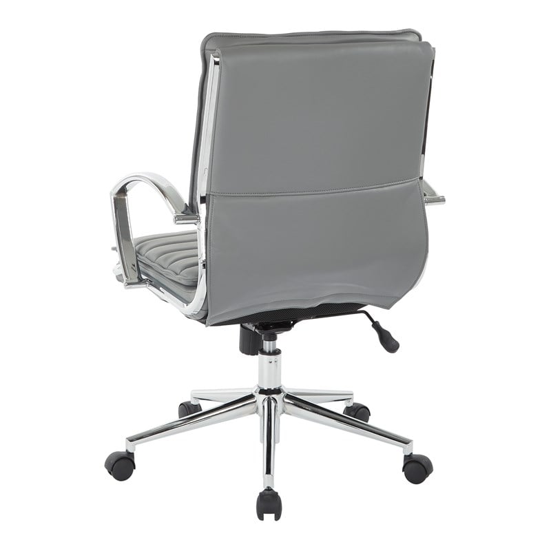 Mid Back Manager's Faux Leather Chair in Charcoal with Chrome Base