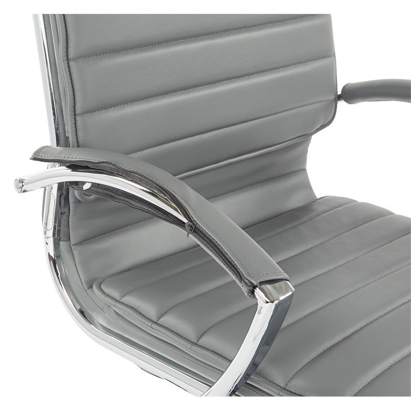 Mid Back Manager's Faux Leather Chair in Charcoal with Chrome Base