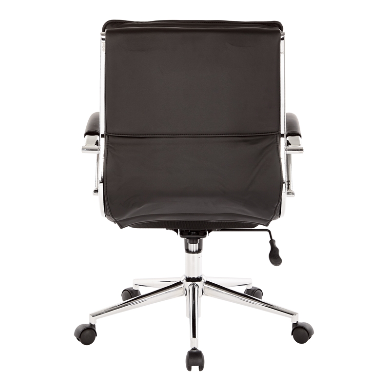 Mid Back Manager's Faux Leather Chair in Black with Chrome Base