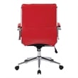 Mid Back Manager's Faux Leather Chair in Red with Chrome Base