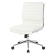 Armless Mid Back Manager's Faux Leather Chair in White with Chrome Base